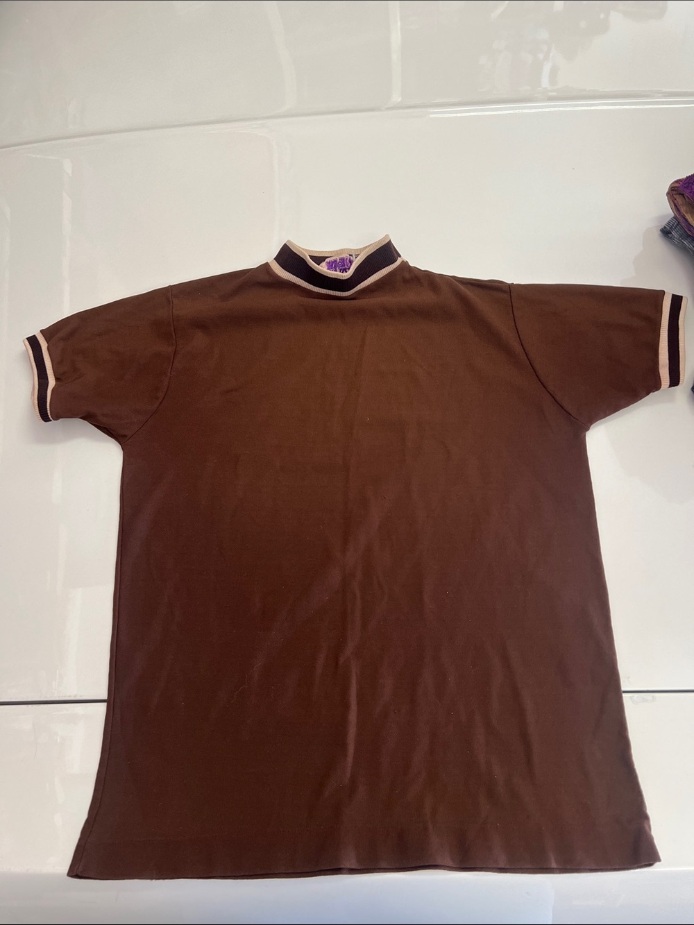 Men’s 1960s/70s Nylon Half-Turtleneck Short Sleeve Pullover, Medium (Check Size)